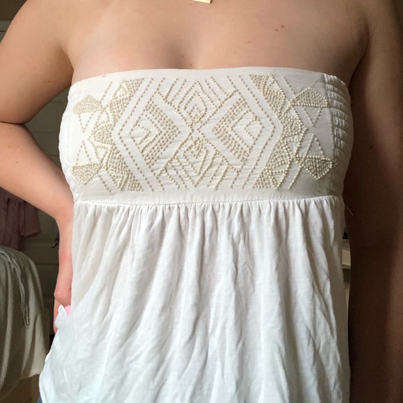 American Eagle Strapless White Tie Shirt - Picture 2 of 6